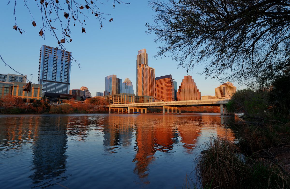 Austin, Texas skyline over Lady Bird Lake